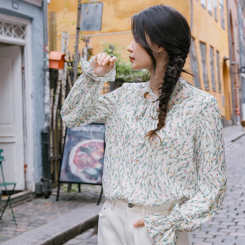 INMAN весна 2020 Новое поступление свободная блузка с длинными рукавами в стиле ретро