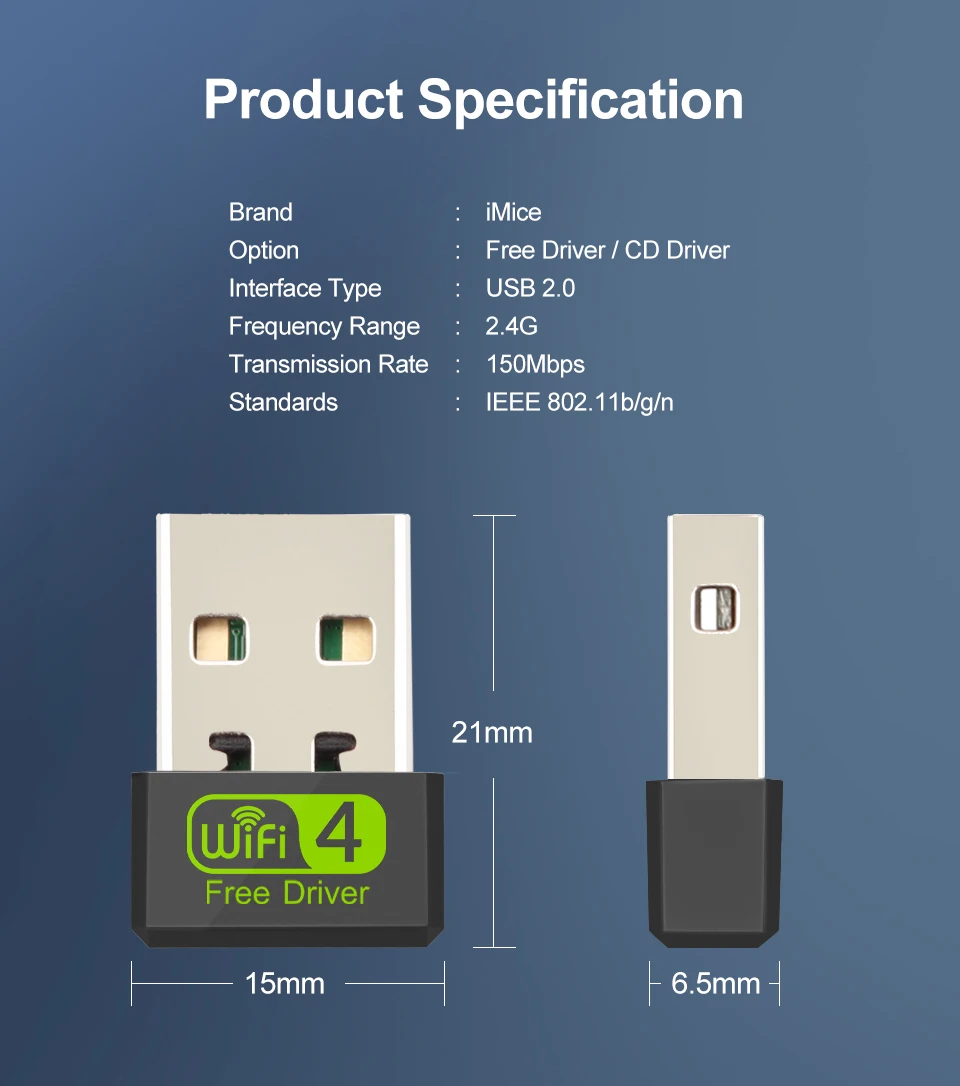 Мини WiFi адаптер USB WiFi USB адаптер Бесплатный драйвер Wi Fi ключ 150 Мбит/с сетевая карта Ethernet Беспроводной Wi-Fi приемник для ПК
