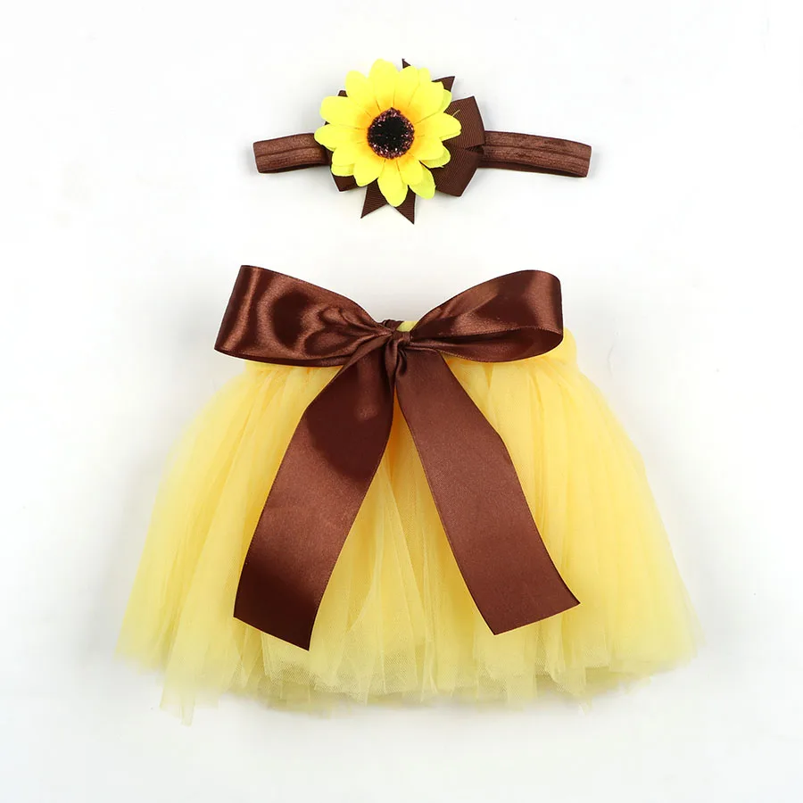 Top Sale Baby Girl Tulle Tutu Skirt and Flower Headband Set Newborn Photography Props Baby Birthday Gift 10 Colors ZT001 images - 6