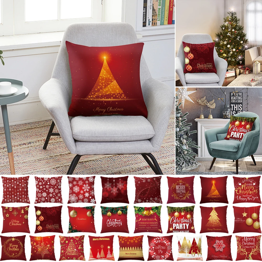Веселое Рождество Наволочка персиковая кожа диванная Подушка Чехол Funda Cojin Housse De