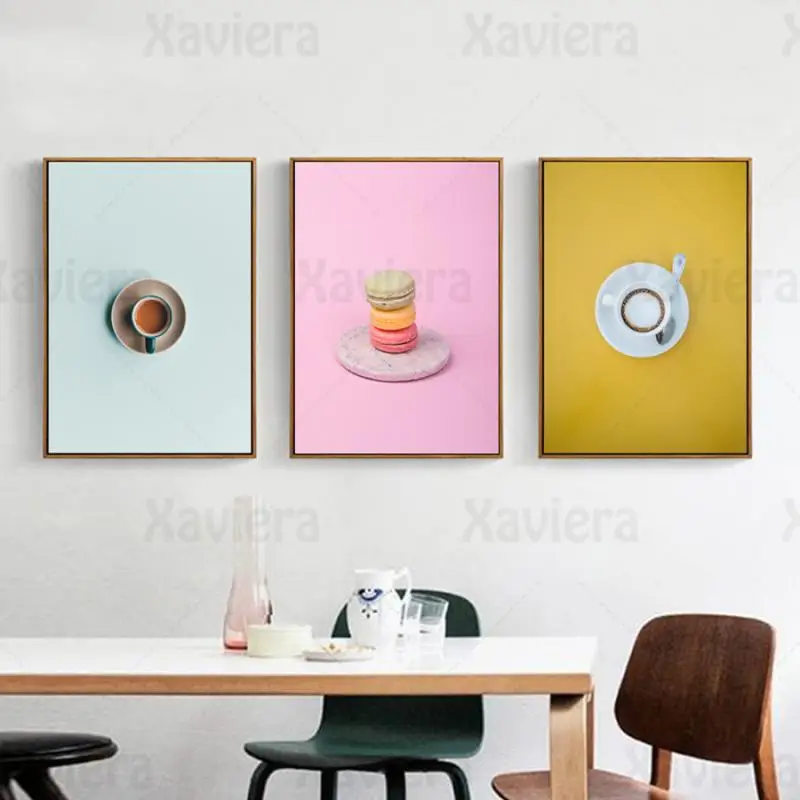 Скандинавская простая Настенная картина в виде макарона кофе скандинавский