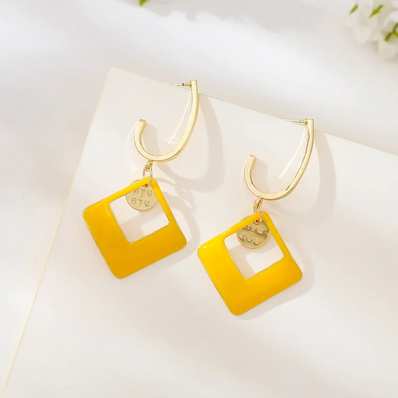 

S925 silver needle geometric earrings net red long temperament dripping earrings 2021 new earrings