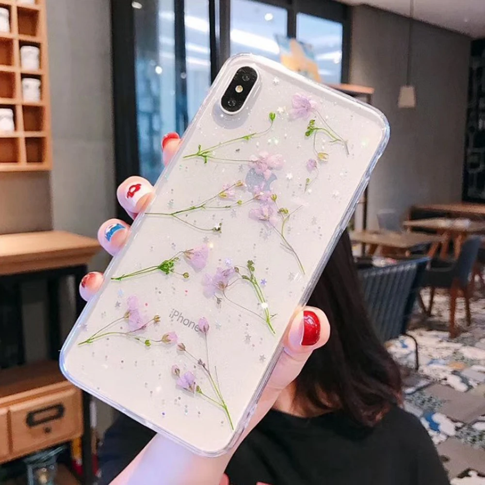 Роскошный простой прозрачный чехол с настоящими сушеными цветами для Apple iPhone 11 Pro