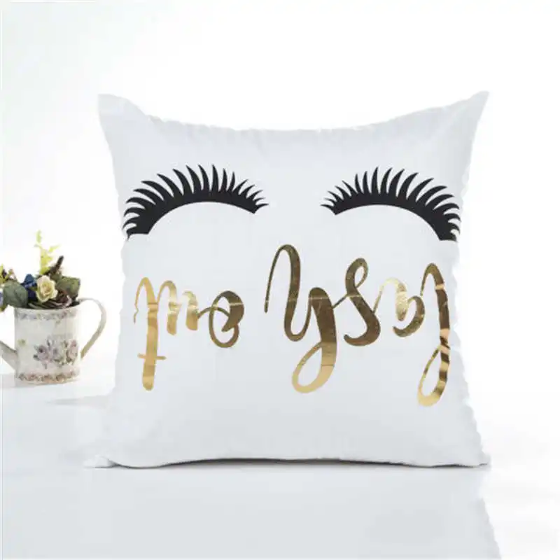 

Printing Foil Throw Pillow Case Letter Decor Cover Gold Sofa Cushion Home 18