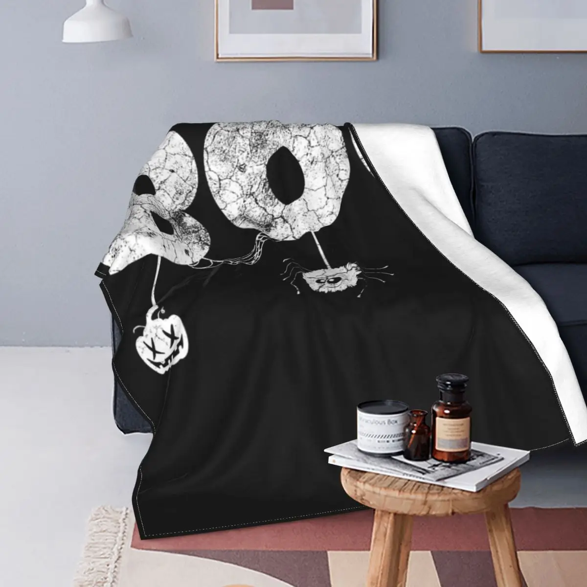 

Boo-disfraz de Halloween, manta de arañas y fantasmas, colcha de cama a cuadros, manta de playa, manta de lana