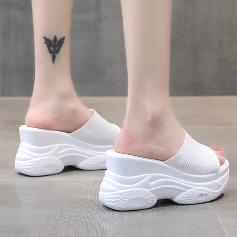 

Lucyever Summer Exaggerated Bottom Sandals Women Open Toe Mesh Chunky Platform Slippers Woman Thick Soft Casual Slides