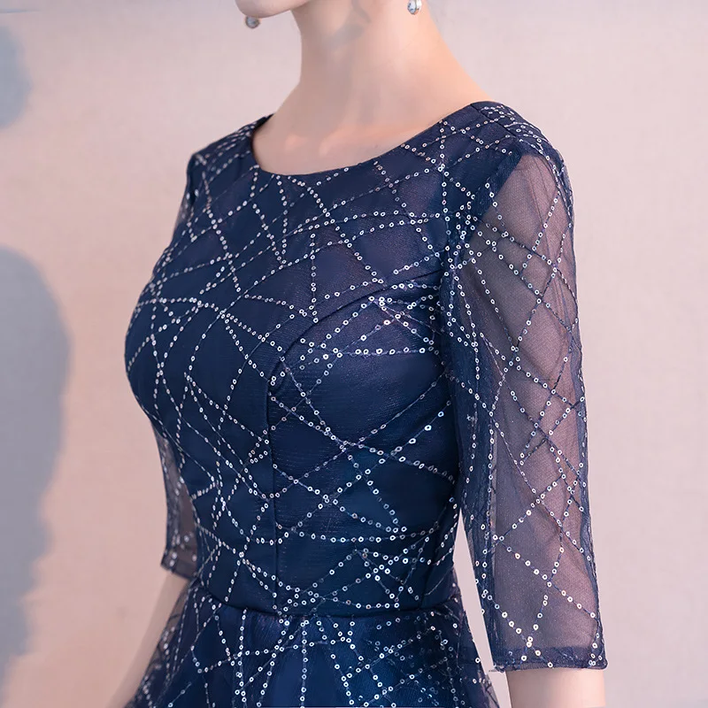 Женское вечернее платье Popodion длинное синее большого размера с блестками