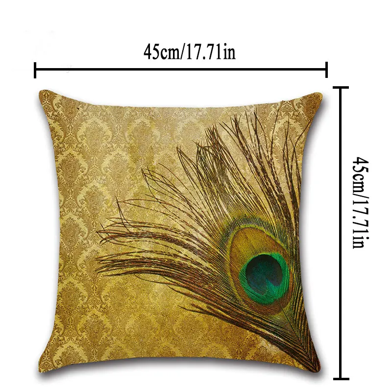 

NEW Hand Painted Linen Peacock Cushion Cover Peacock Feather Decorative Pillows Cover For Home Decoration Sofa Throw Pillow Case