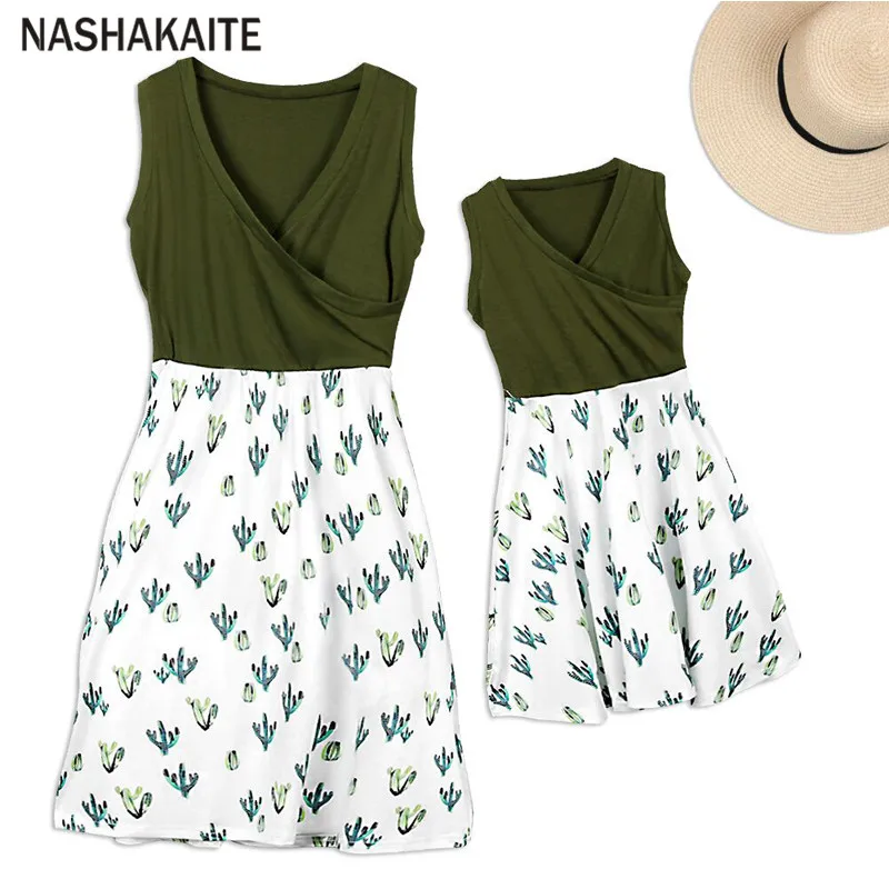 NASHAKAITE/платье для мамы и дочки Семейный образ Повседневное мини платье с принтом