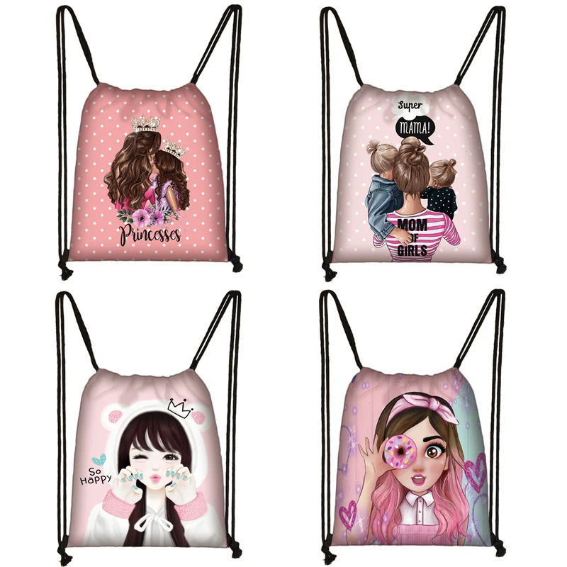 

Сумка на шнурке для женщин, милая сумочка для путешествий и девочек-принцесс с принтом