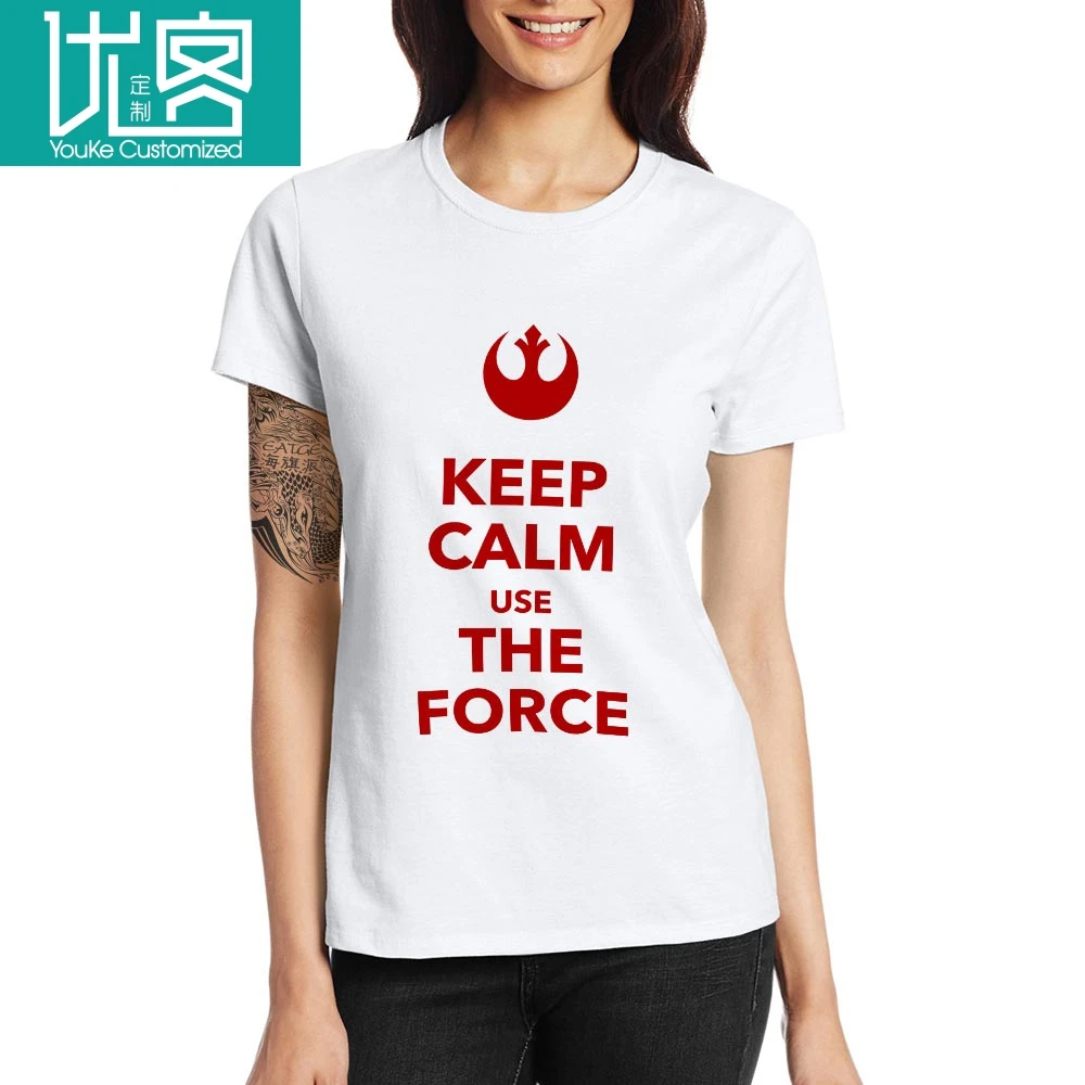 Keep Calm Join The Dark Side T Shirt Parody Starwars Poster Funny Print T-shirt Pop Brand Rock Unisex White Gray Cotton Tee | Мужская