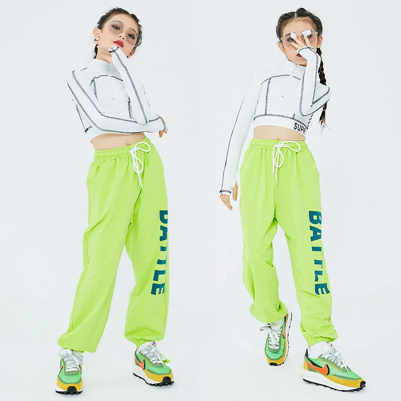 Одежда для танцев в стиле хип-хоп девочек свитшот джазовых тренировок брюки с