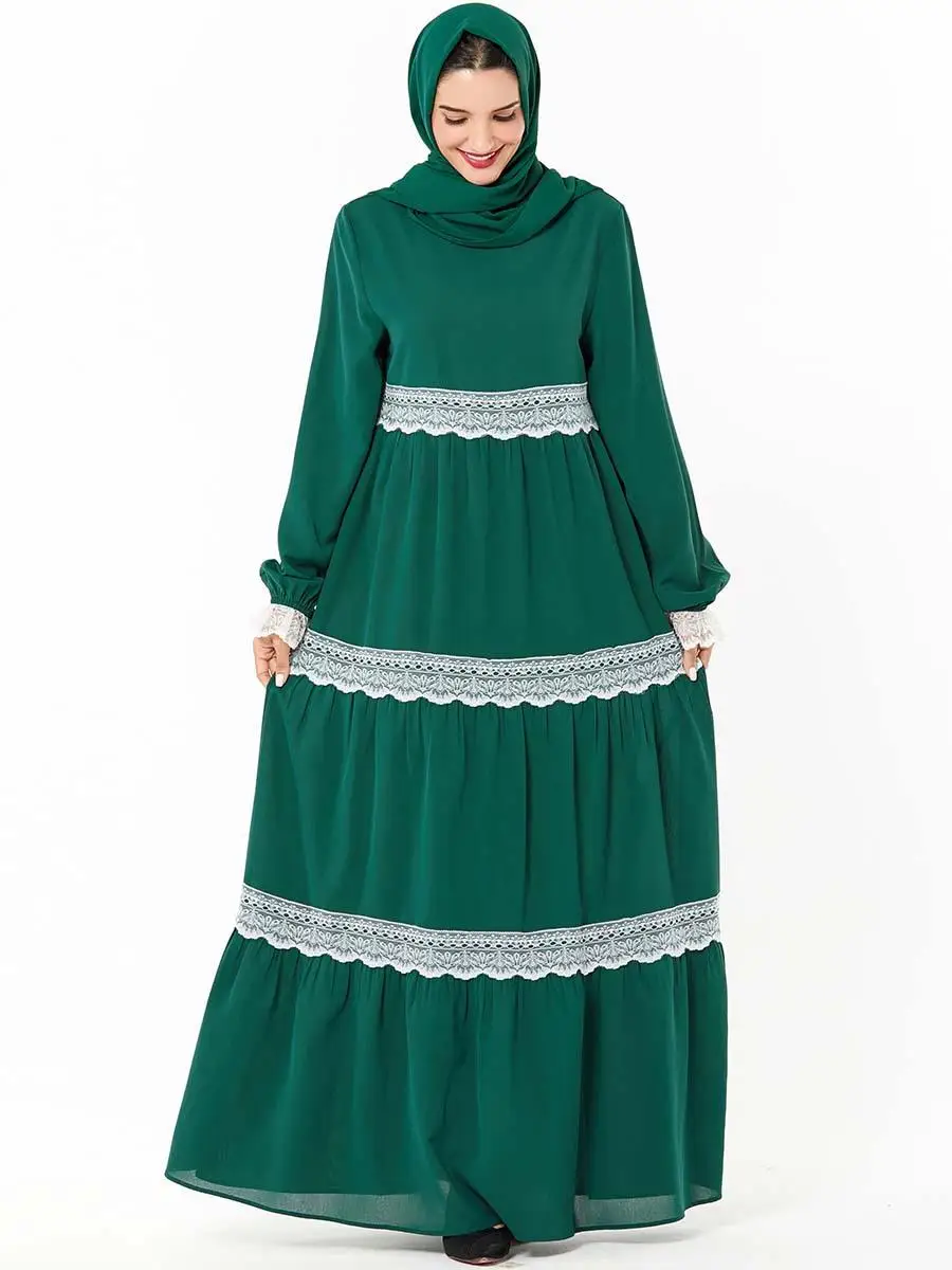 Рамадан мусульманская женская кружевная Абая женский халат Jilbab винтажное платье