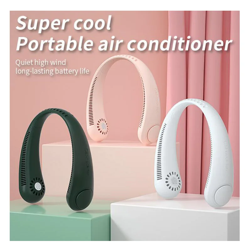 

Portable Leafless Hanging Neck Fan USB charging handheld student lazy hanging neck small mini net red small electric fan