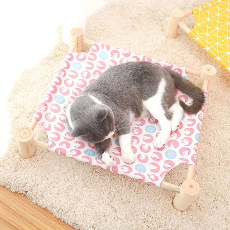 Обычная кровать для кошек моющиеся гамаки Вуд холст кошка прочная холщовая