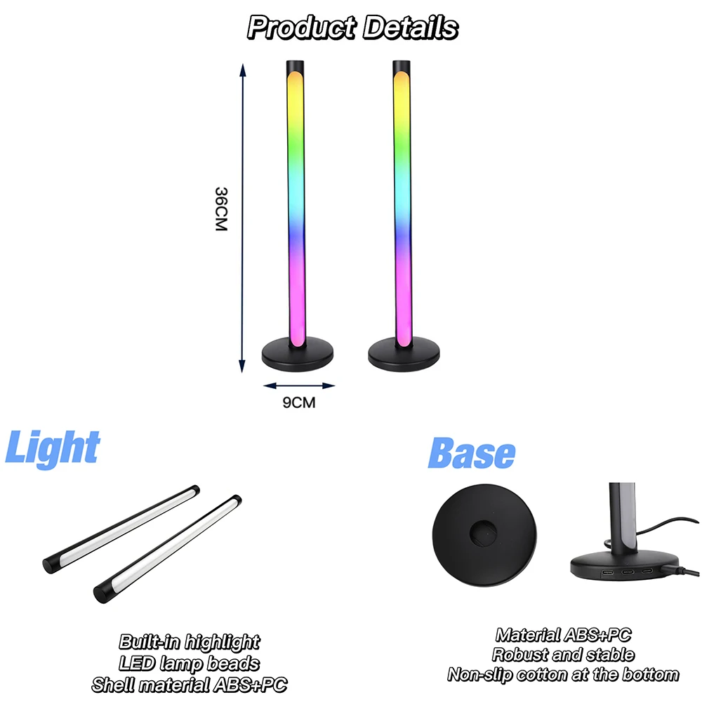 led rgb atmosphere pickup voice activated rhythm light colorful app remote control ambient strip night light computer decoration free global shipping