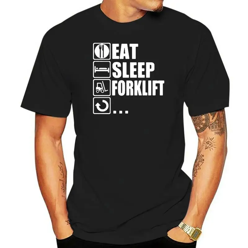 

WEELSGAO Short Sleeve Casual T-Shirt Eat Sleep Forklift Truck Printed T Shirt For Men Hip-Hop Top Tees Plus Size