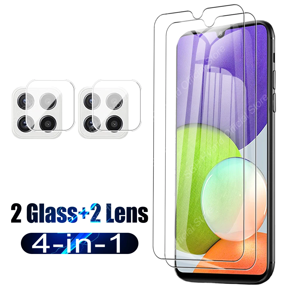

4 в 1 закаленное стекло для защиты экрана для Samsung Galaxy A22 4G 5G A20 A20e A20s A21 S A21s Защитная пленка защита для камеры