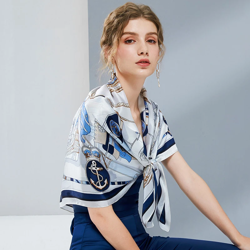 С принтом натуральный шелк квадратный шарф платки красные женские бандана