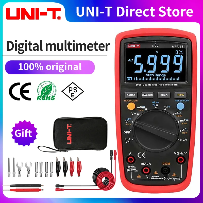 

UNI-T UT139 series digital multimeter automatic range true effective value tester handheld 6000 count voltmeter UT139E UT139S