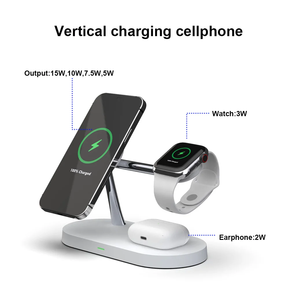 Фото 3 в 1 беспроводная зарядная станция для iPhone 13 11 12X8 Samsung Apple Watch Macsafe Airpods Pro iWatch 7-1 3 в 1 беспроводная зарядная станция для iPhone 13 11 12X8 Samsung Apple Watch Macsafe Airpods Pro iWatch 7-1