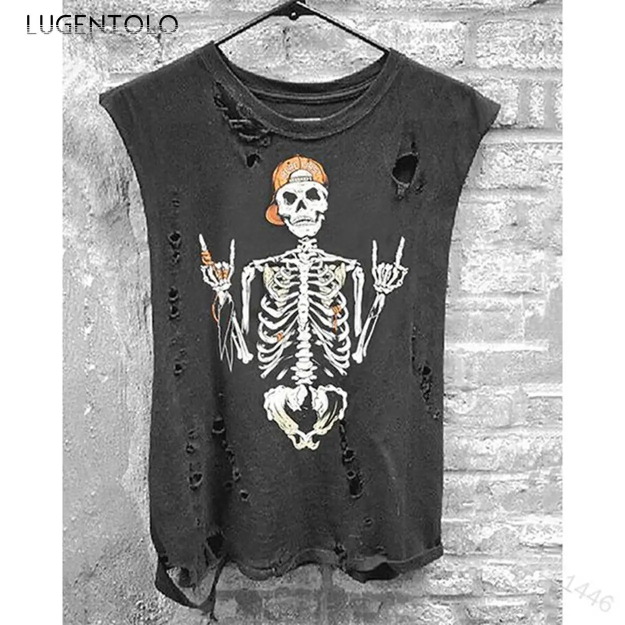 Женская футболка с принтом черепа Повседневная Свободная без рукавов круглым