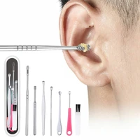 7pcsset ear wax pickers stainless steel earpick wax remover curette ear pick cleaner ear cleaner spoon care ear clean tool