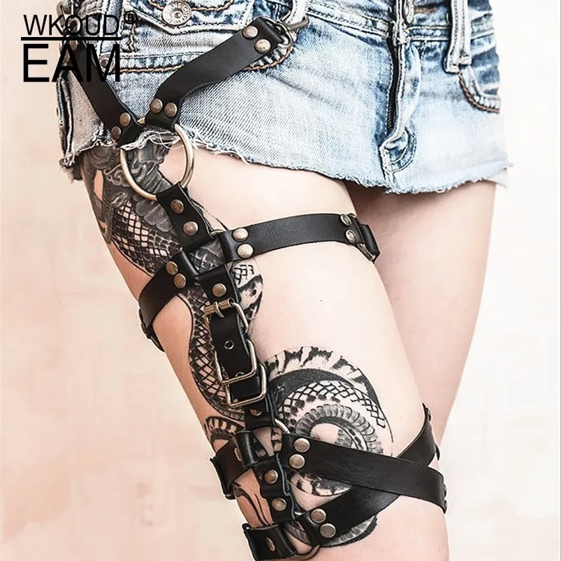 WKOUD EAM пирсинг в стиле панк подвязки цепочка для ног кожа женское украшение тело