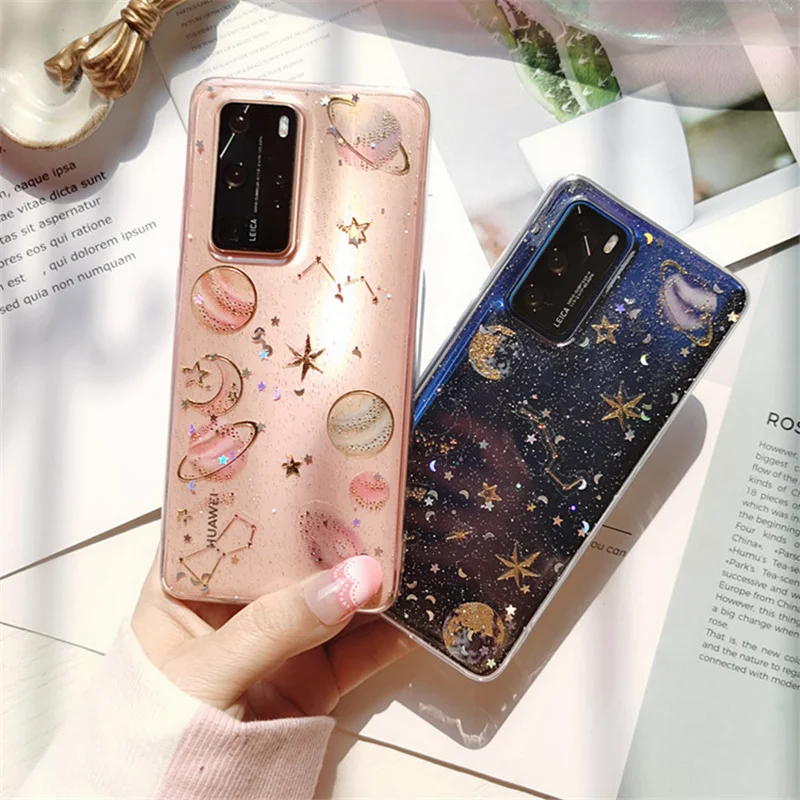 Блестящий чехол с космическими звездами для Xiaomi Redmi note 5 Pro силиконовый прозрачный