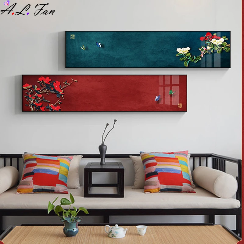 

Swallow Red Building Palace Flower Chinese Style Wall Art Canvas Painting Poster Picture Print For Office Living Room Home Deco
