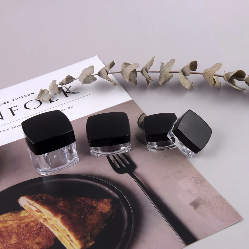 3g/5g/10g/20g Black Lid Clear Plastic Jar Hot Sales And Free Shipping Empty Makeup Nail Art Bead Storage Container Square Bottle | Красота и