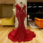 Женское кружевное вечернее платье, красное платье в мусульманском стиле с красной ковровой дорожкой, платье для выпускного вечера, 2021