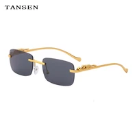 fashion small square sunglasses men leopard head frameless sunglasses women retro metal mirror classic retro sunglasses