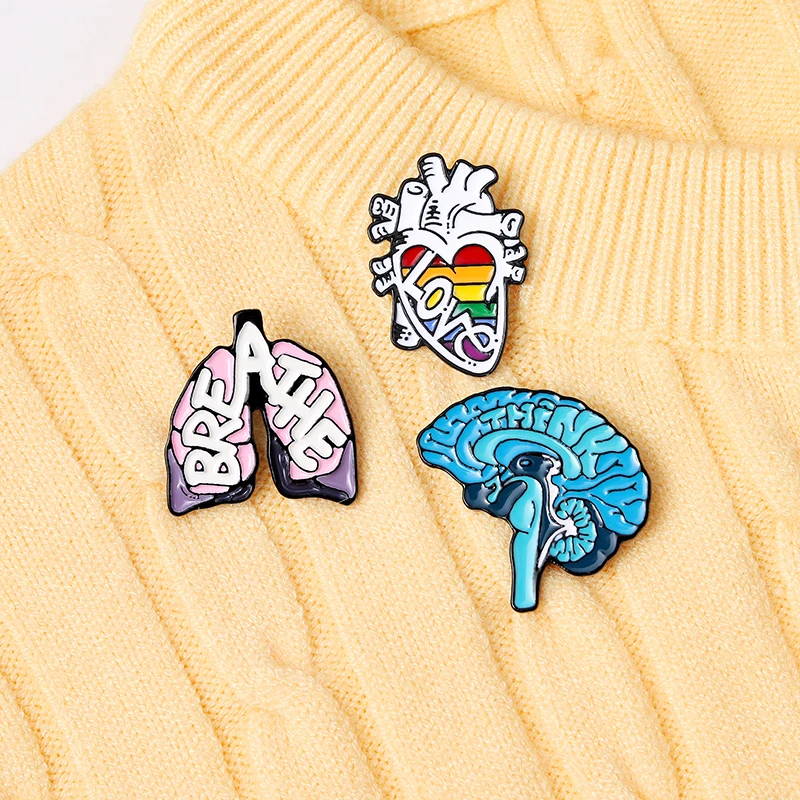 Женская Брошь с эмалью в форме органа сердца лёгкого мозга|Броши| |