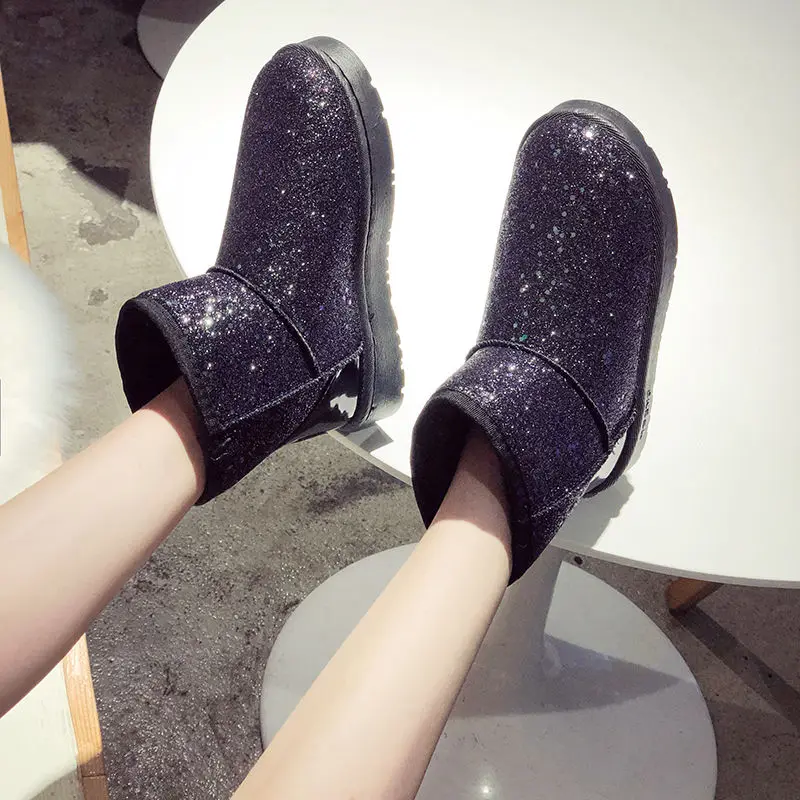 Зимние ботинки зимняя обувь на плоской подошве тканевые женские ботильоны с