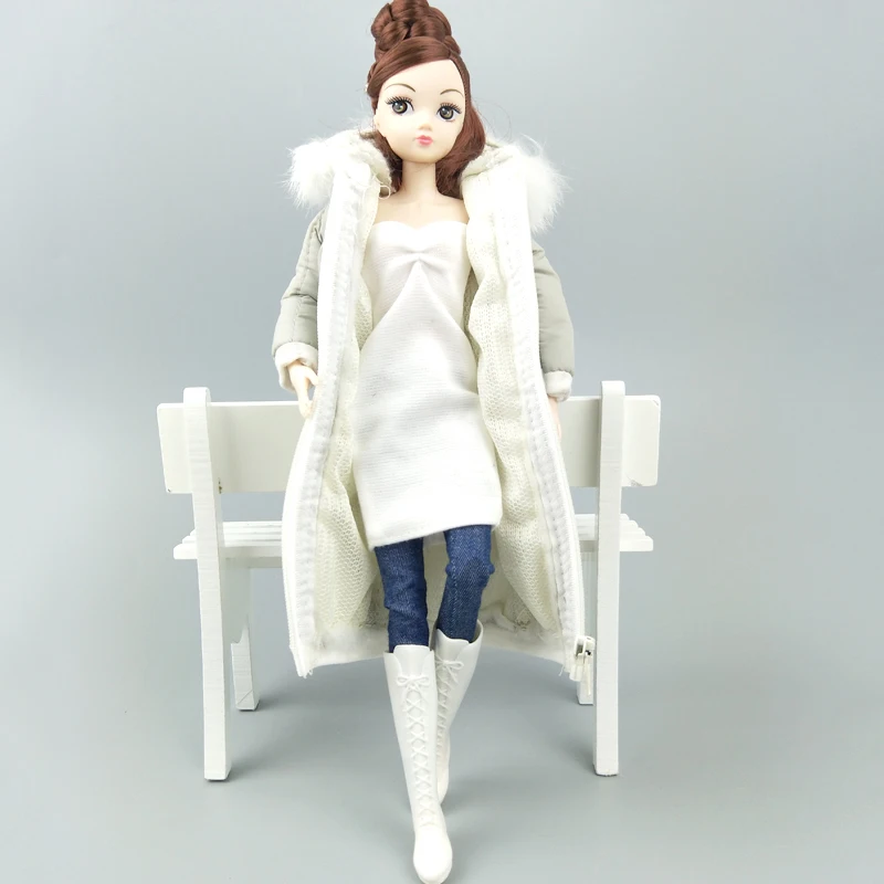 Серая зимняя одежда длинное пальто для куклы Барби наряды парка 1/6 BJD кукла куртка