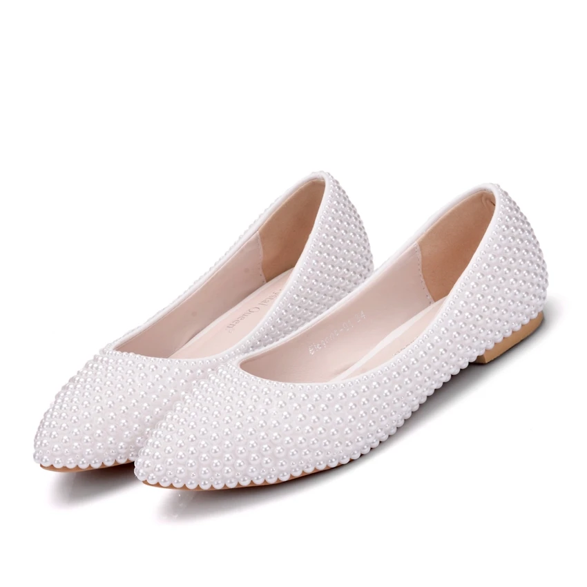 Женские свадебные туфли на плоской подошве с жемчугом|wedding shoes flat|shoes flatfashion flat |