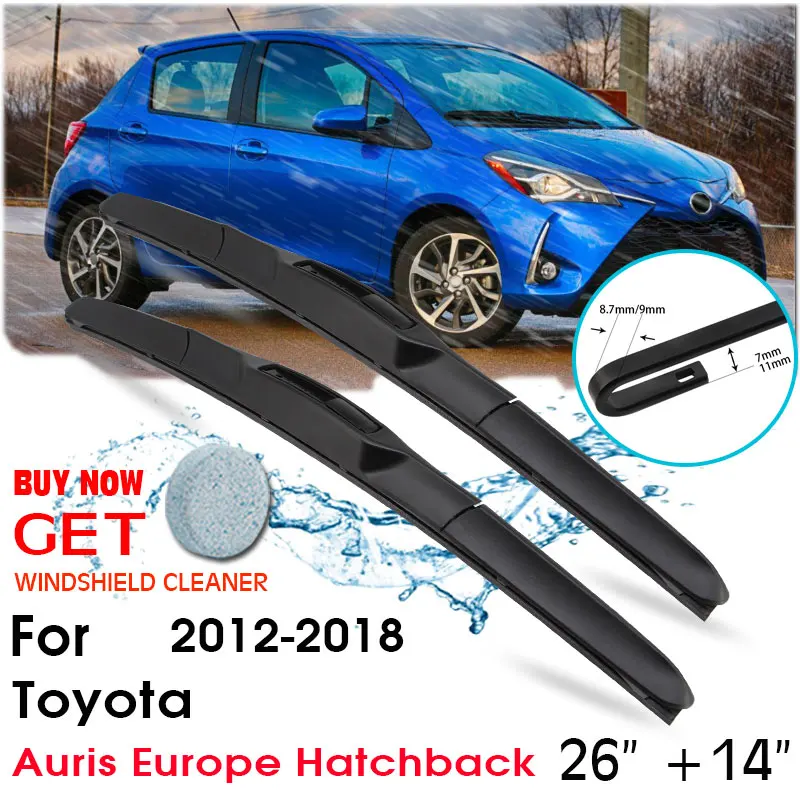 

Car Wiper Blade Front Window Windshield Rubber Silicon Refill Wipers For Toyota Auris Europe Hatchback 2012-2018 LHD/RHD 26"+14"