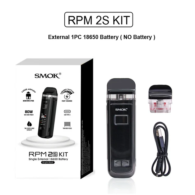 

Original SMOK RPM 2S Vape Pod Kit Electronic Cigarette 80W Vaporizer Power By 18650 Battery RPM 2 Pod Coil VS RPM40 NORD 2
