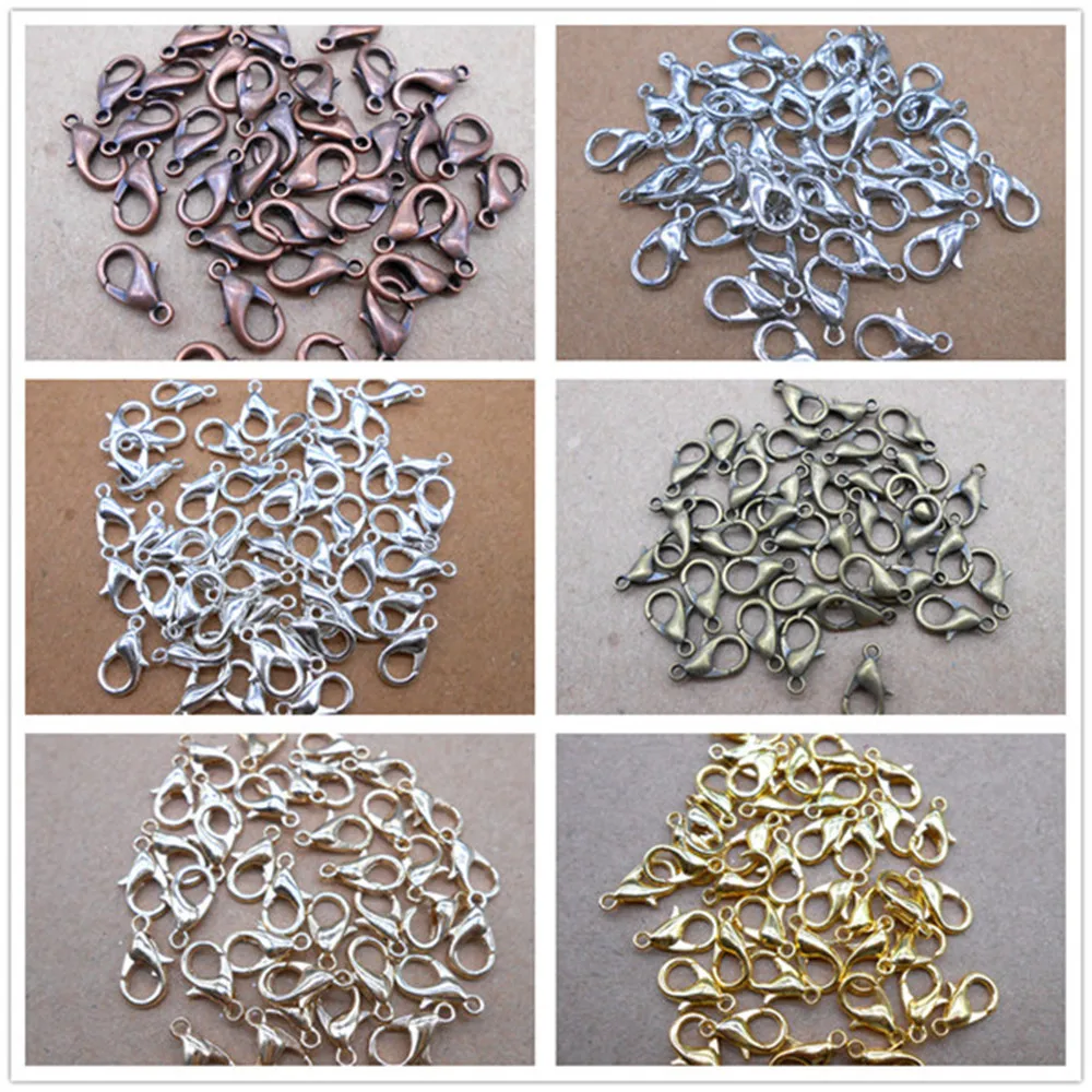 

100 PCS/lot 12*6mm Alloy 7-color Lobster Clasp Hooks for Necklace and Bracelet Chain DIY Fashion Jewelry Discovery