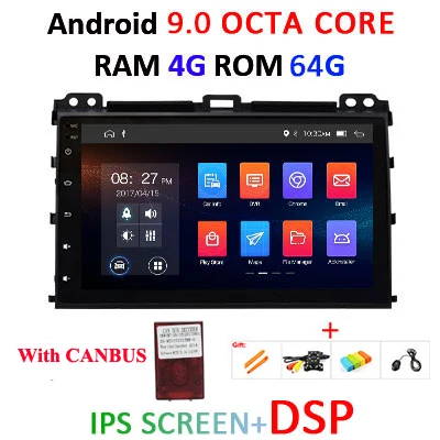 9 ''8 ядерный 4 г+ 64 г 2 din Android 9 Автомобильный мультимедийный dvd-плеер gps аудио для Toyota Prado 120 для Lexus GX470 Автомагнитола стерео obd2 - Цвет: 4G64G IPSDSP canbus