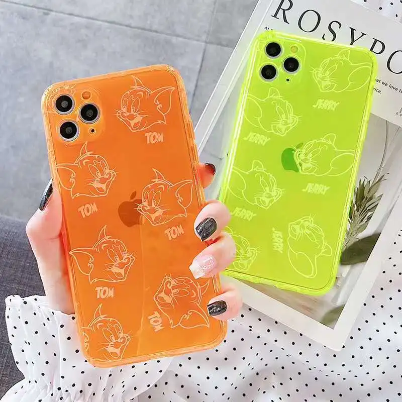 

Cute cat & Mouse fluorescent for iphone 11 Pro Max case cartoon silicone soft for iphone XR XS MAX 7 8 6 6S Plus cover fundas