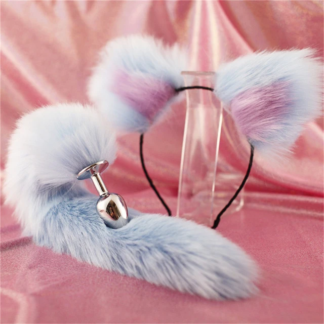 Dildo Anal Plug Cute Ears Headbands Fox Rabbit Tail Metal Butt Anal Plug Erotic Cosplay Accessories Adult Sex Toy for Couples 4