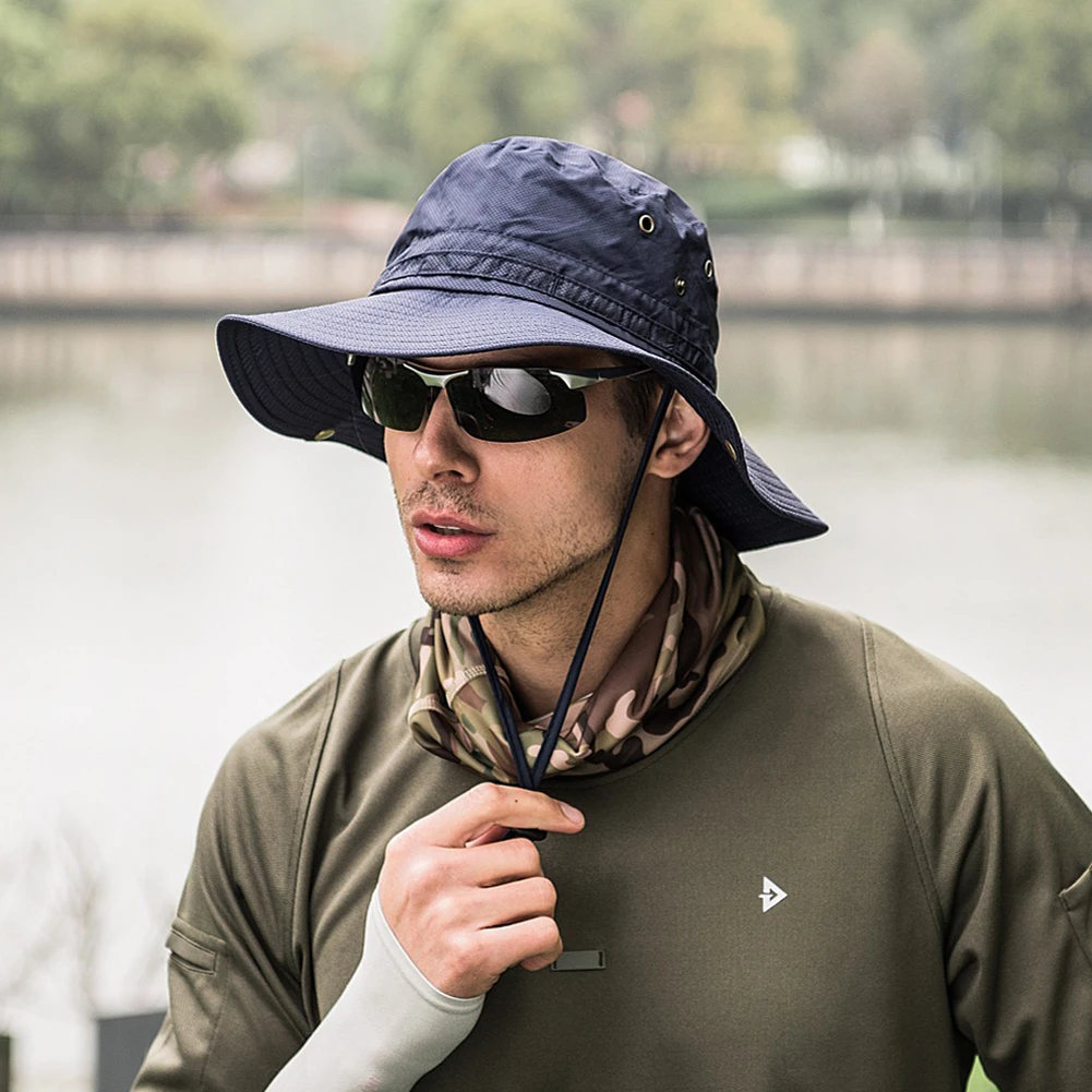 

Fisherman Men Women Camping Wide Brim Outdoor Bucket Hat Sunhat Breathable Quick Dry Foldable Hunting Fishing Summer