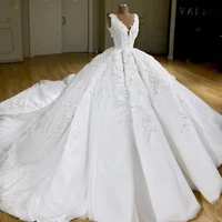 2021 luxury dubai bride wedding dresses appliques lace robe de mairee satin bridal gown abendkleider customes vestido noiva