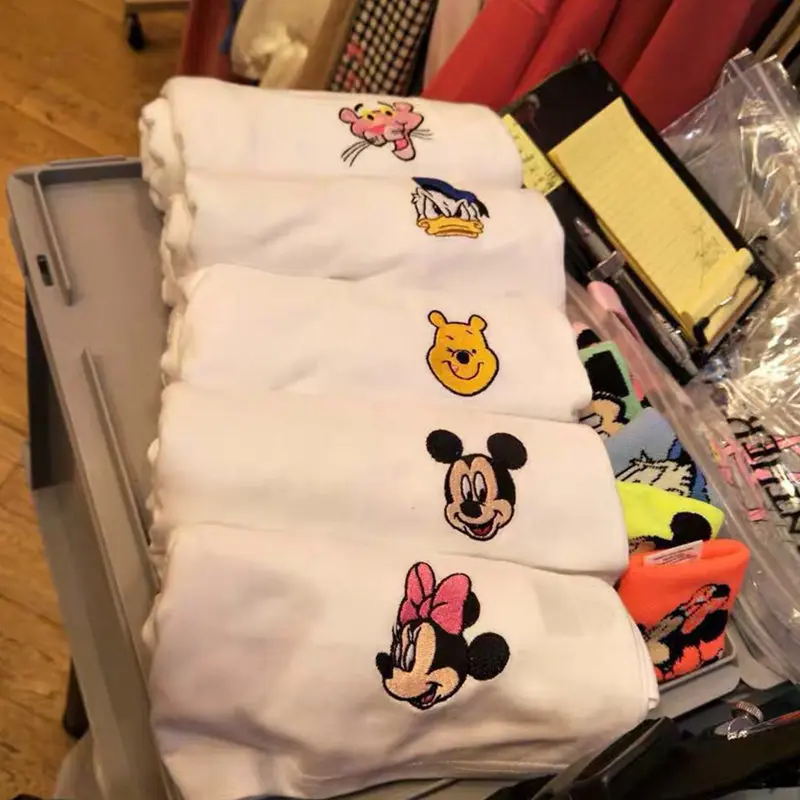 2020 Классическая свободная Универсальная футболка с мультяшной вышивкой летняя