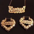 DUOYING 2021 пользовательское имя Бамбуковые серьги персонализированные хип-хоп ожерелье с буквами настроить сердце Бамбуковые серьги набор ювелирных изделий в подарок