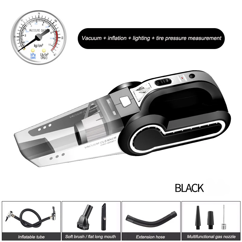 

4 in 1 Multi Function Car Vacuum Cleaner with Digital Display Portable Car Auto Inflatable Pump Air Compressor aspiradoras