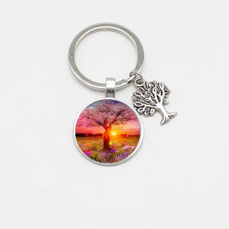Модный шарм ретро-жизнь брелок с деревом стекло искусство выпуклый кулон DIY