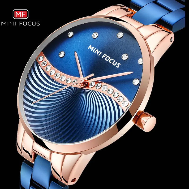 Минималистичные женские кварцевые часы MINI FOCUS с ремешком из нержавеющей стали и